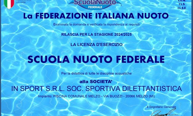 In Sport Melzo Scuola Nuoto Federale per la stagione 2024-25