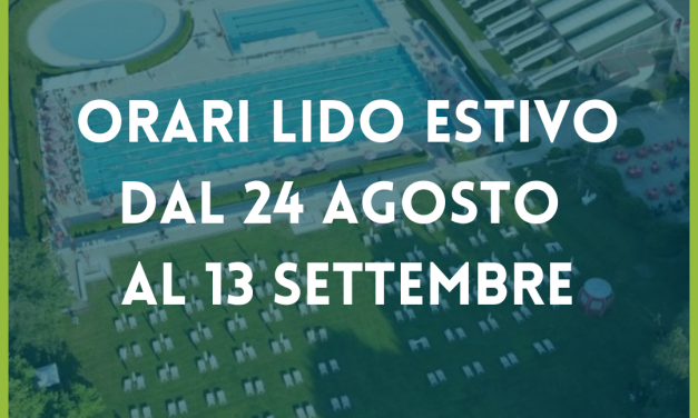 Orari lido estivo dal 24 agosto al 13 settembre